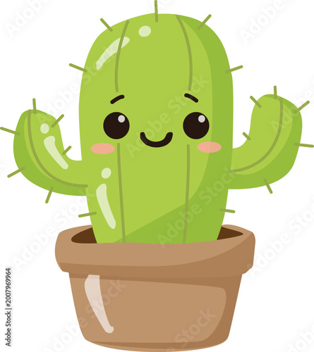 green cactus cartoon flat style