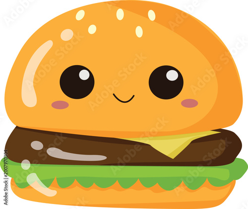 burger food cartoon flat style