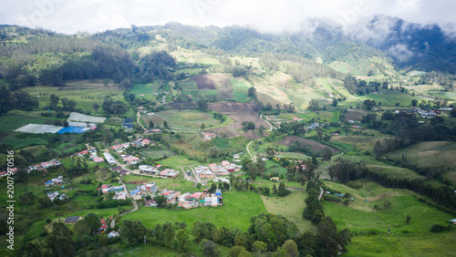 Aerial view of rural village and mountains in Zipacon