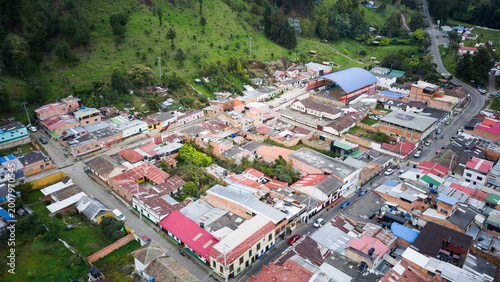 Aerial view of Zipacon town in Cundinamarca Colombia