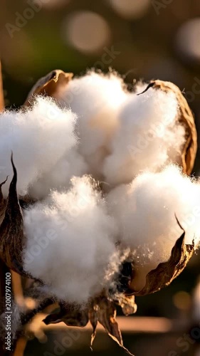 Macro Cotton Boll Bursting Soft White Fibers 4K
