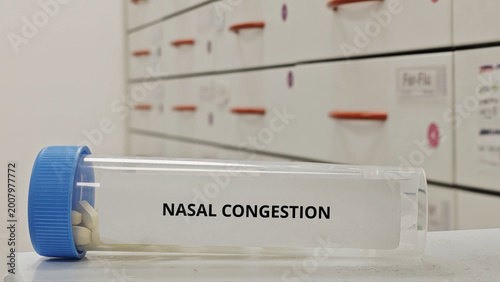 Schilderij op canvas NASAL CONGESTION treatment tablets for relieve blocked nasal passages