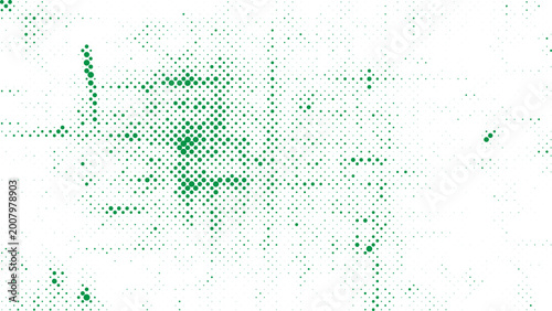 Cuadro en lienzo Abstract green halftone dot cluster spreading organic pattern on white backgroun
