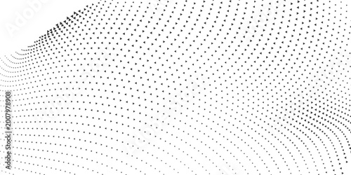 Tablou pe pânză Abstract black triangle wave pattern with flowing perspective halftone geometric
