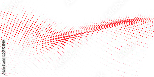 Photos Vibrant dynamic red dot pattern forming an intricate abstract wave on a pristine