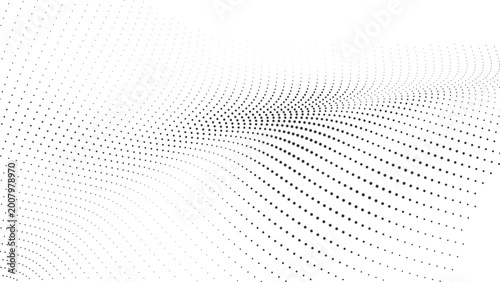 Tableau sur toile Abstract minimal halftone dot wave pattern with soft flowing curves on white bac