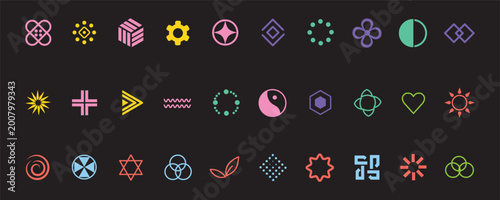 Photos Set with different Y2k elements for design