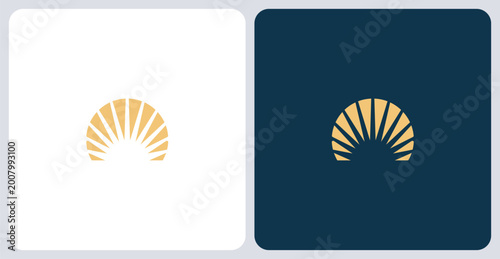 Foto Semicircular Sunrise Fan / Golden Shell Mark Logo
