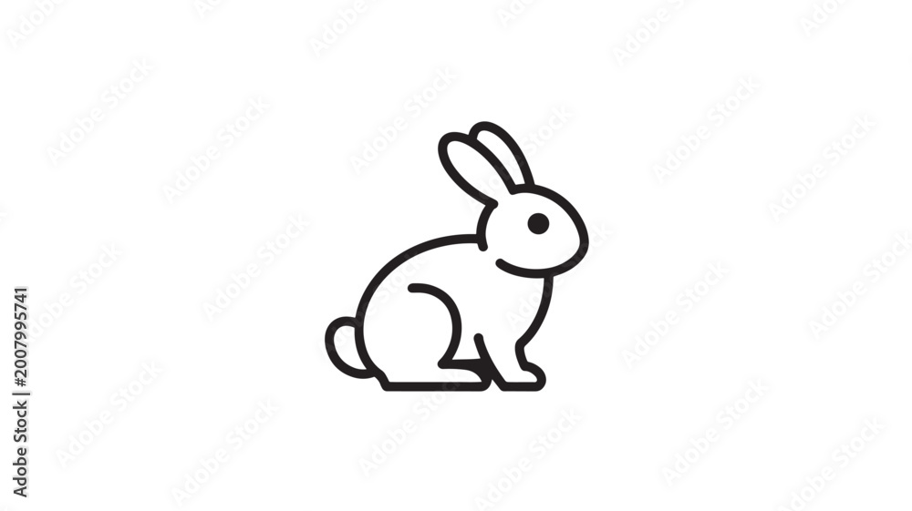 Obraz premium Cute Rabbit Sitting Isolated On White For Easter Spring Concepts