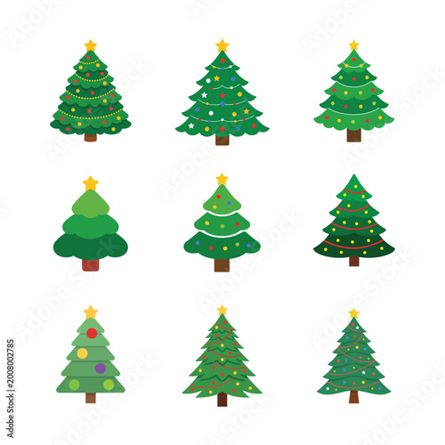 Christmas Tree Icon Bundle Minimal Festive Design Collection