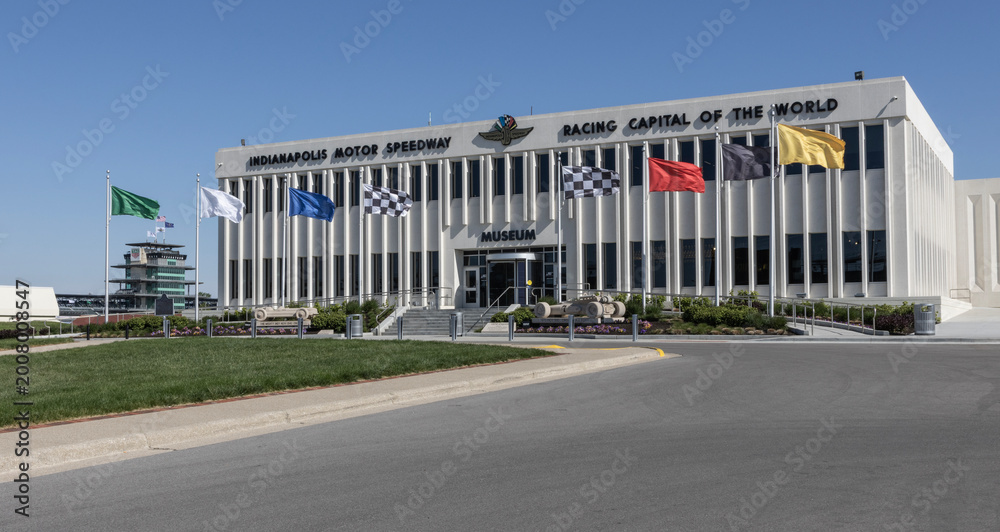 Fototapeta premium Indianapolis Motor Speedway Hall of Fame Building and museum. IMS is home of the Indy 500 and is The Racing Capital of the World.
