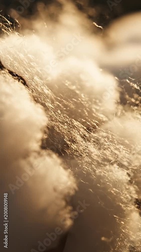 Extreme Macro Loose Raw Cotton Fibers Fluffy Texture 4K
