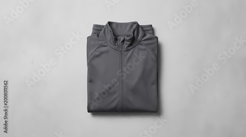 Gray Folded Jacket Mockup on White Background - Casual Sportswear Clothing