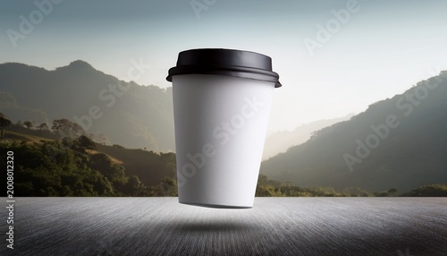 white floating coffee cup mockup