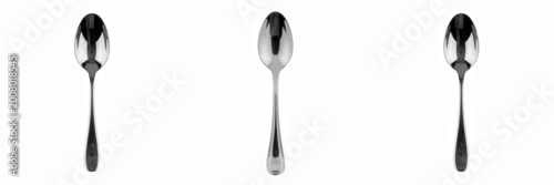 Obraz  z motywem Reflective Silver Metal Spoon PNG, Kitchen Utensil for Food Photography and Restaurant Menu Graphics.