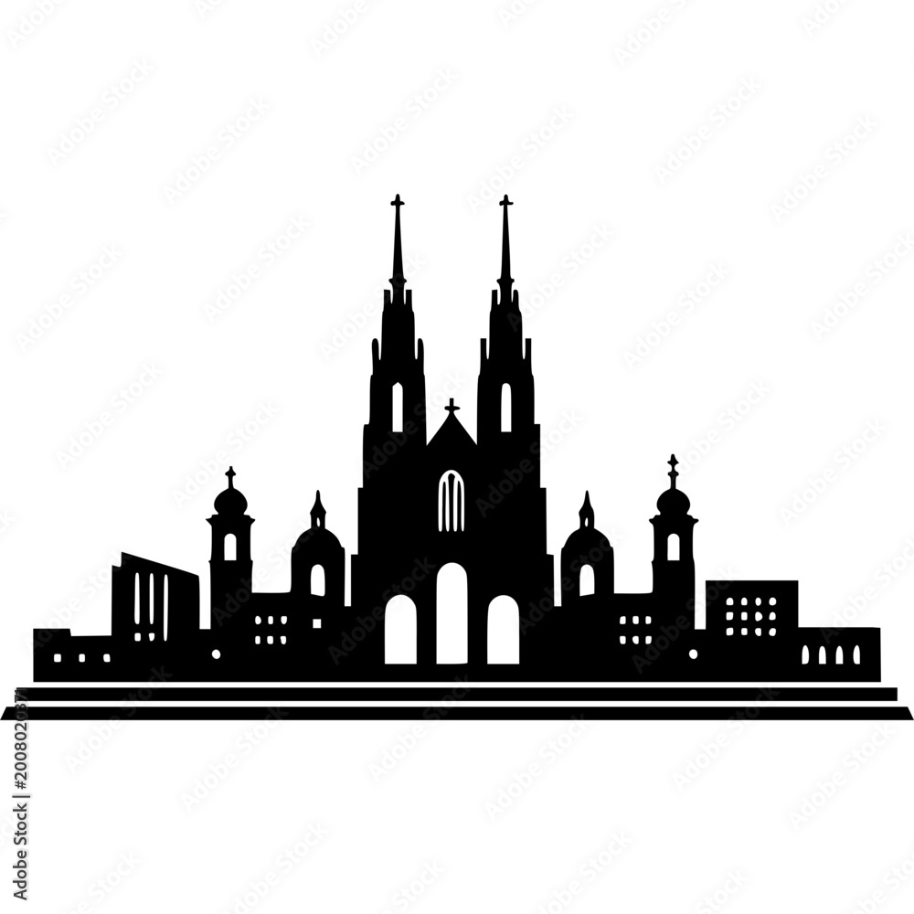 Obraz premium Brno Skyline Icon Vector