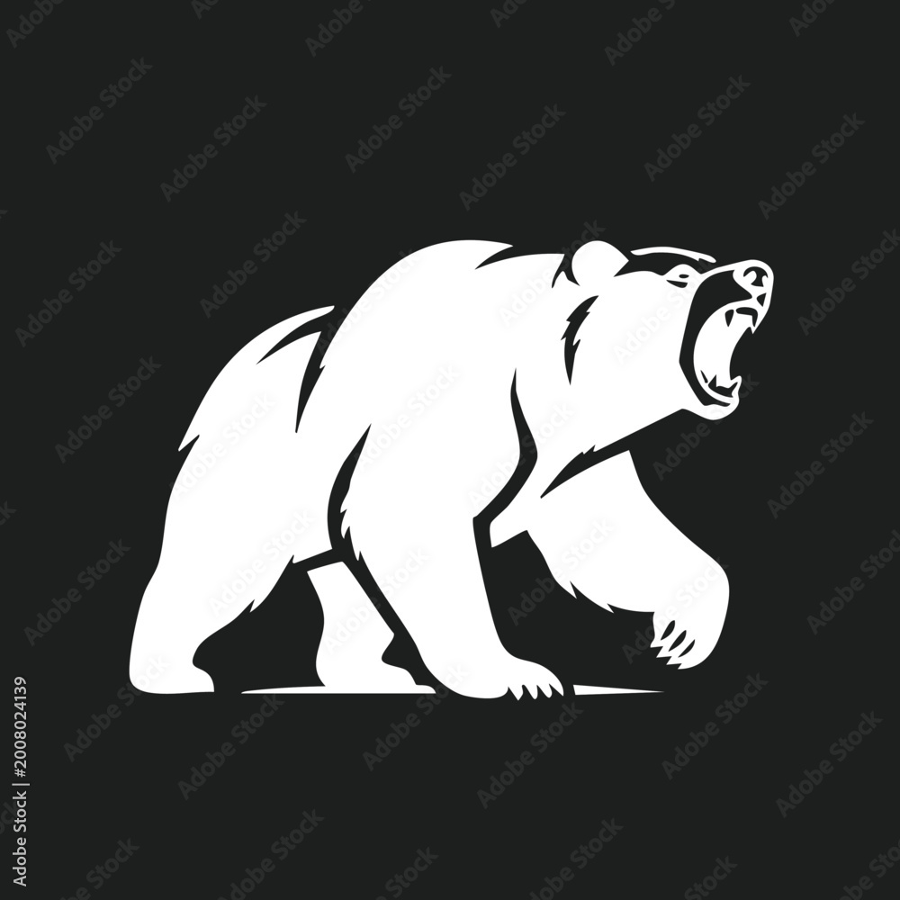 Fototapeta premium Roaring Bear Silhouette Logo Vector Illustration