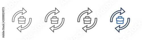 Fotografía outline icon set business continuity with briefcase design and semicircle top a