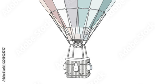 Bilde på lerret Hot Air Balloon Ascent, Pastel Colors, Travel Adventure