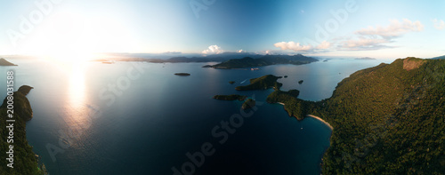 Aerial panorama of the island of Ilha Grande in Brazil area near the town of Angra dos Reis