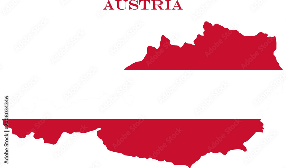 Obraz premium Austria Map Flag National Vector Outline with Red White Design