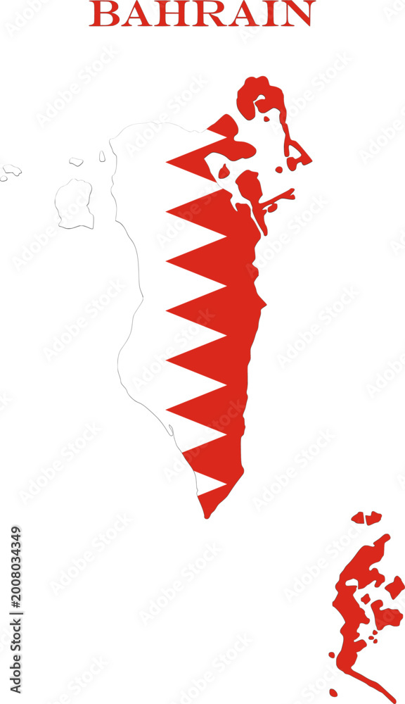 Fototapeta premium Bahrain Map Flag National Vector Outline with Serrated Design