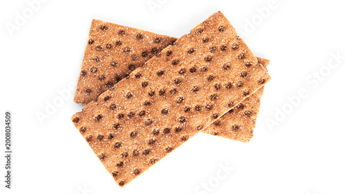 Rye crispbread isolated on a white background.
