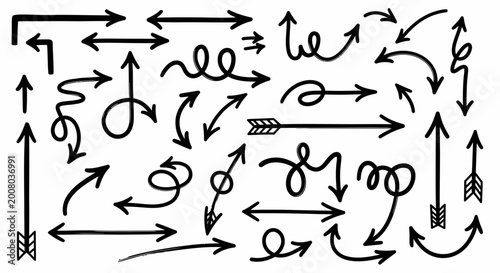 Collection of Hand Drawn Arrows and Symbols with Copy Space for Design