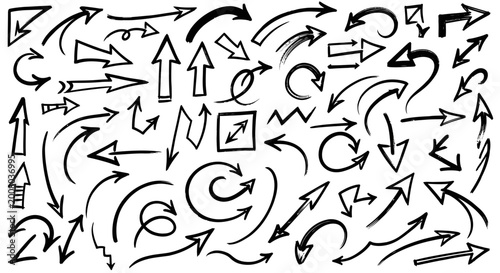 Collection of Hand Drawn Arrows and Symbols, Graphic Elements with Copy Space