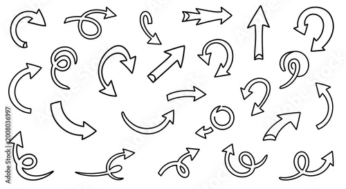 Collection of Hand Drawn Arrows Doodle Style with Copy Space