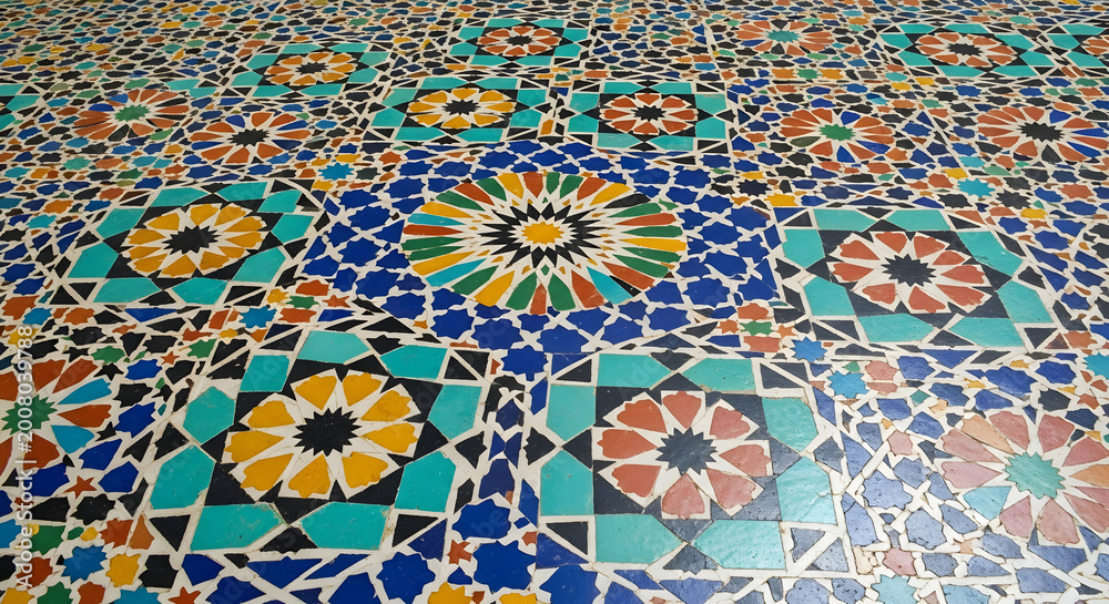Fototapeta premium Colorful Mosaic Tile Floor Design Pattern.