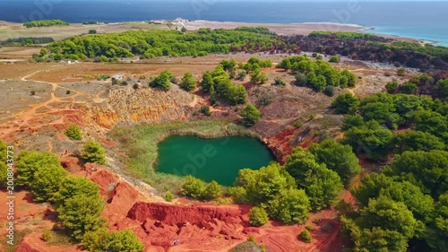 Aerial view of Cava di Bauxite near Otranto, Puglia, Italy.