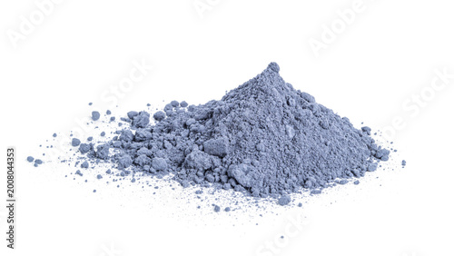 Blue matcha powdered tea isolated on white background.