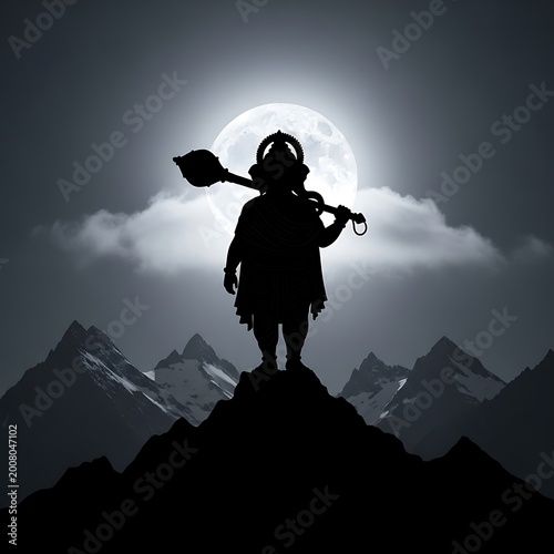 Warrior standing on mountain.