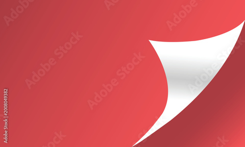 Colorful  blank page with curled corner and soft shadow. Corner of sheet of paper.