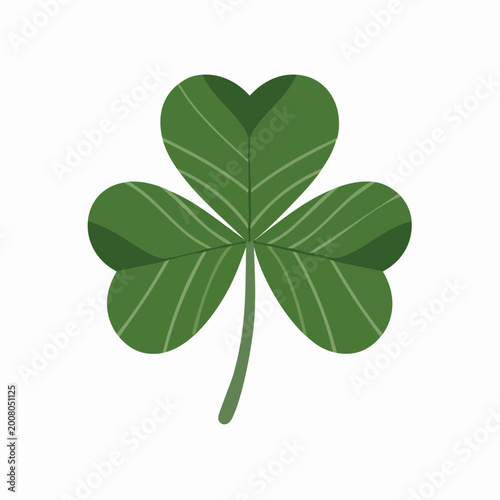Four leaf clover illustration with green leaves and white veins on white background