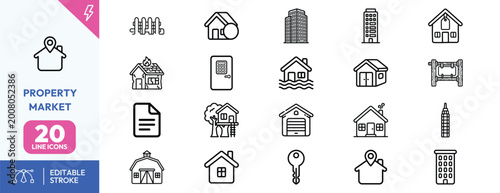 Obraz na plátně Property Market Icons Real Estate Investment ESG Reporting Visualization Set for