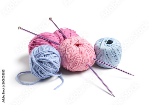 Colorful knitting yarn and ...