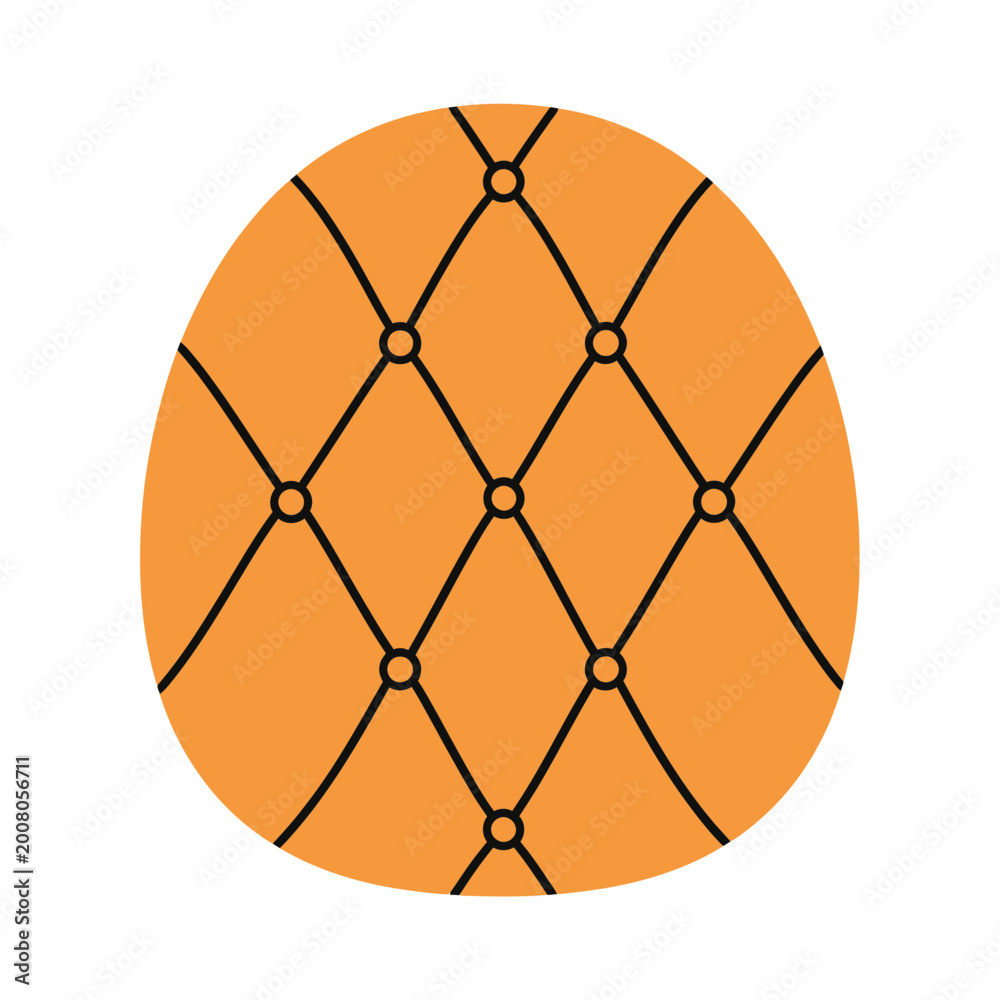 Fototapeta premium Orange Easter Egg with Black Quilted Pattern Vector Graphic