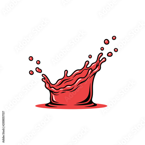 Red Liquid Splash Vector Illustration with Droplets