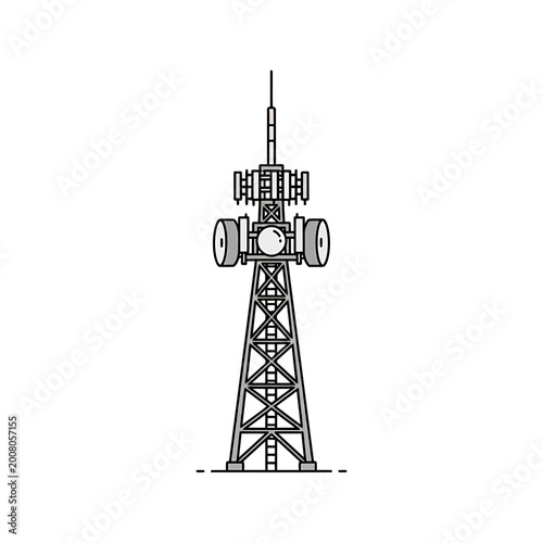 Minimalist line art vector of a telecommunications tower