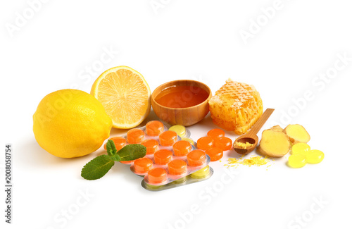 Throat lozenges with honey,...