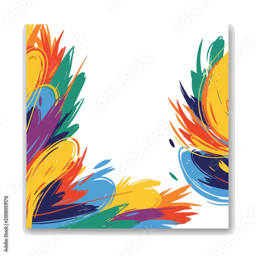 Vibrant Colorful Paint Splashes on White.