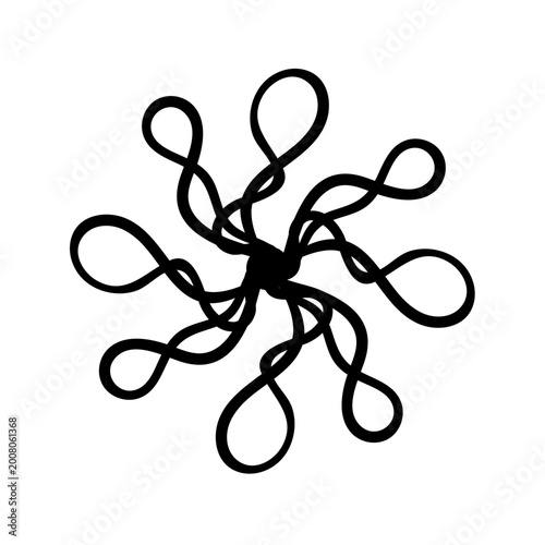 Foto Black ornamental vector illustration with floral curves and symmetrical shapes, suitable for tattoo, stencil, print, and decorative design