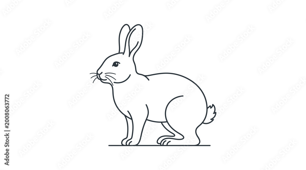 Obraz premium Rabbit standing on grassy ground looking.
