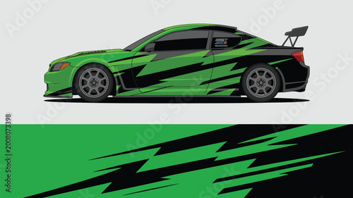 Tableau sur toile Green and black sports car design.