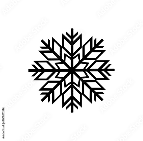 Bold Black Geometric Snowflake Vector Illustration