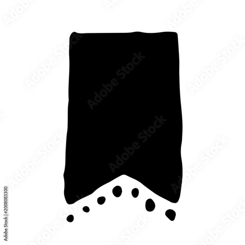 筆文字風の抽象的な黒い長方形とのれんのような和風デザインのベクターイラスト