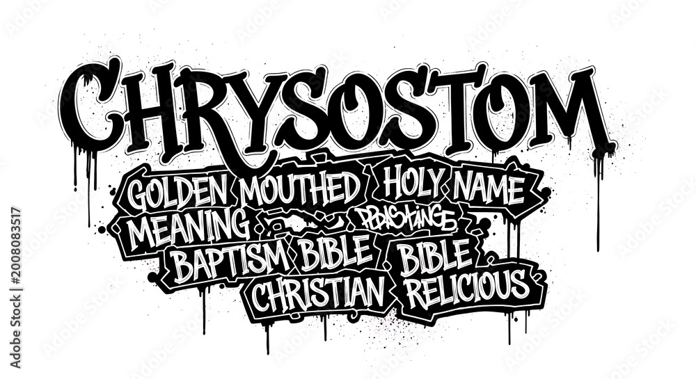 Obraz premium Black and white stylized graphic with christian related words for editorial use