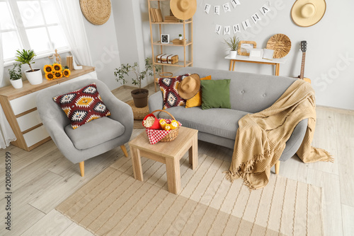 Interior of festive living ...